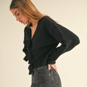Women's Black Sweater with Bow Details